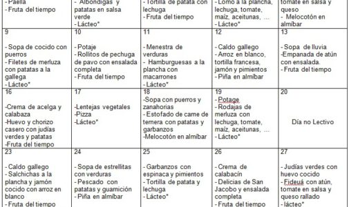 Ya disponible el Menú del Comedor de Marzo