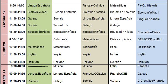 Exames finais xuño 2016