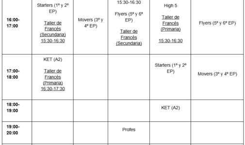 Matrícula Cambridge y Atelier Français 2016-2017