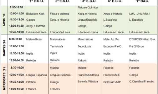 Exames finais xuño 2017