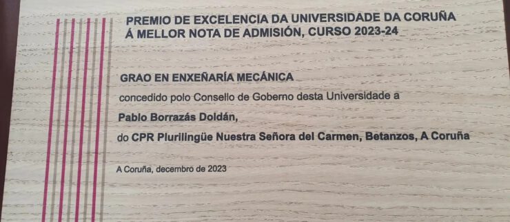 Premio Excelencia a Pablo Borrazás