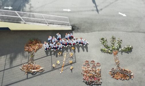 Os nenos e nenas de E. Infantil crearon un “Land Art” para celebrar o magosto